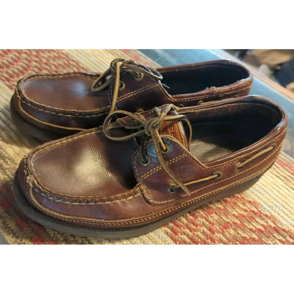 Men's Sperry 2-Eye Boat Shoes Dark‎ Brown Size 9 M Pre-Owned Good Condition!